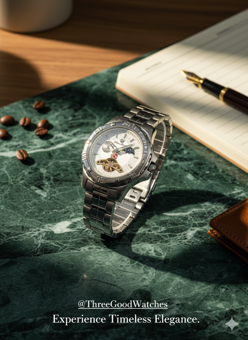 Three Goods - TG German Automatic Tourbillion Timepiece / Moonface Chronometer TP