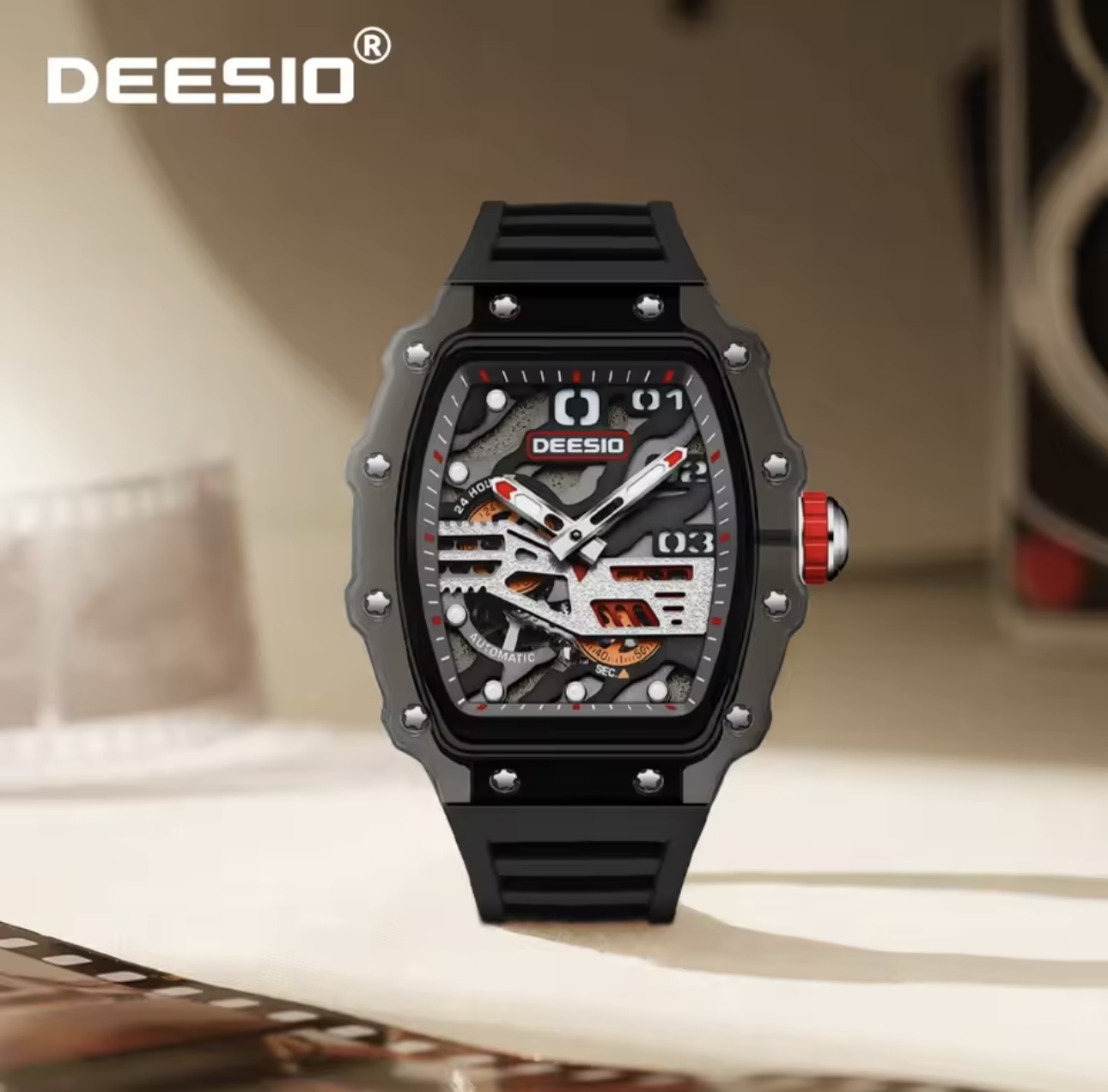 Deesio Wine Barrel Original Automatic Mechanical Skeleton Watch - Image 3