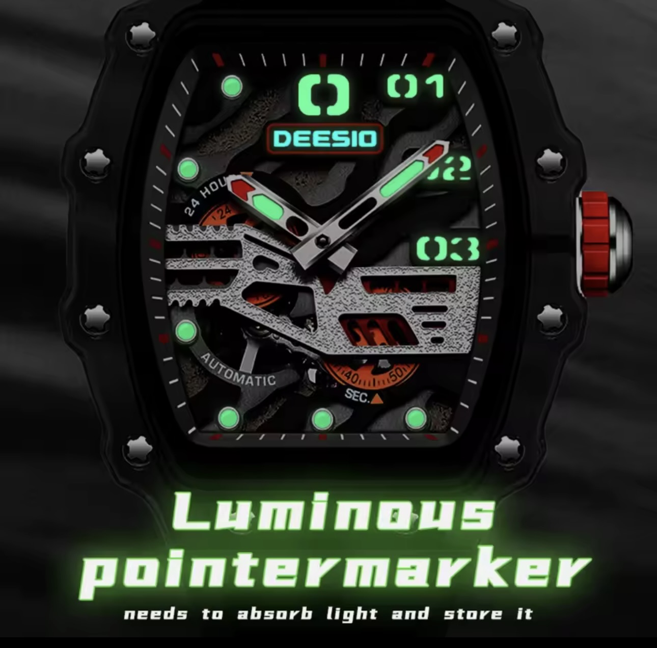 Deesio Wine Barrel Original Automatic Mechanical Skeleton Watch - Image 6