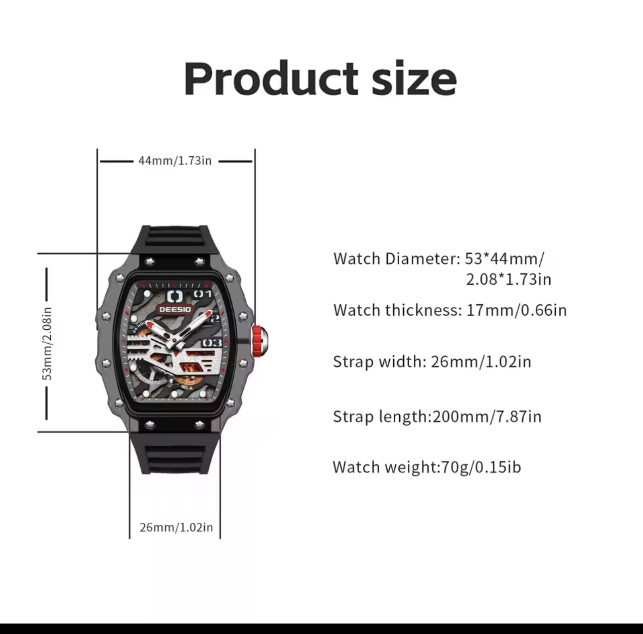 Deesio Wine Barrel Original Automatic Mechanical Skeleton Watch - Image 7