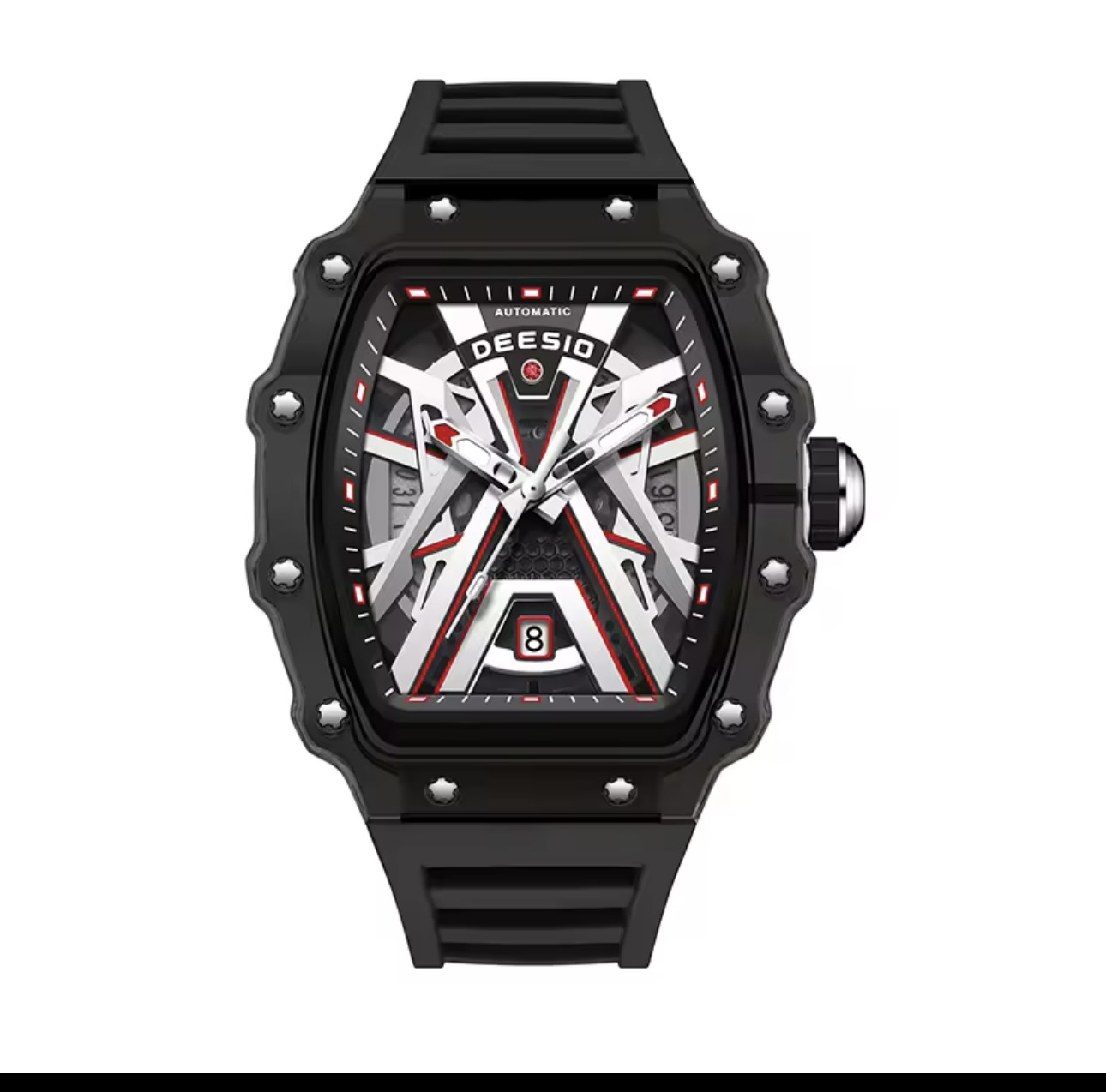 Deesio Men's Original Automatic Skeleton Watch,Mechanical Self-Wind Wristwatch Luminous Hands