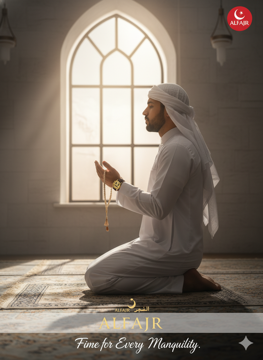 Alfajr WA-46 Ref 812809 - Swiss Made Dual Time - Azan Time - Premium Leather Strap Watch - Image 5