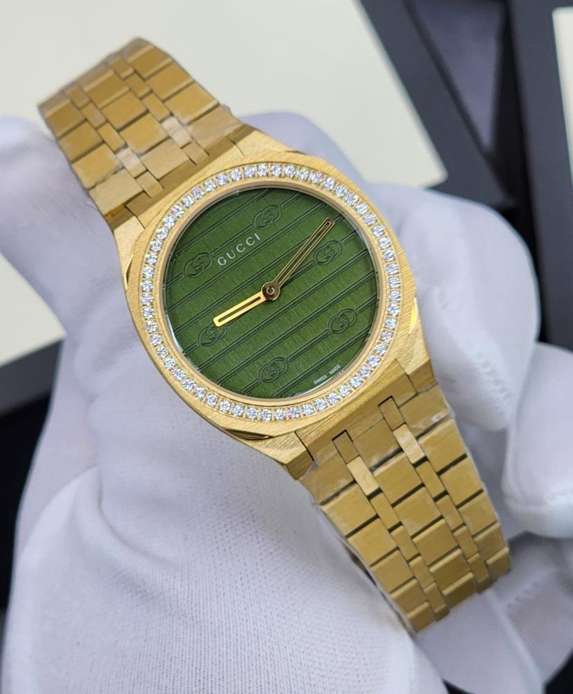 Gucci 25H - Ladies Gold Plated Ultra Slim Luxury Watch - Image 6