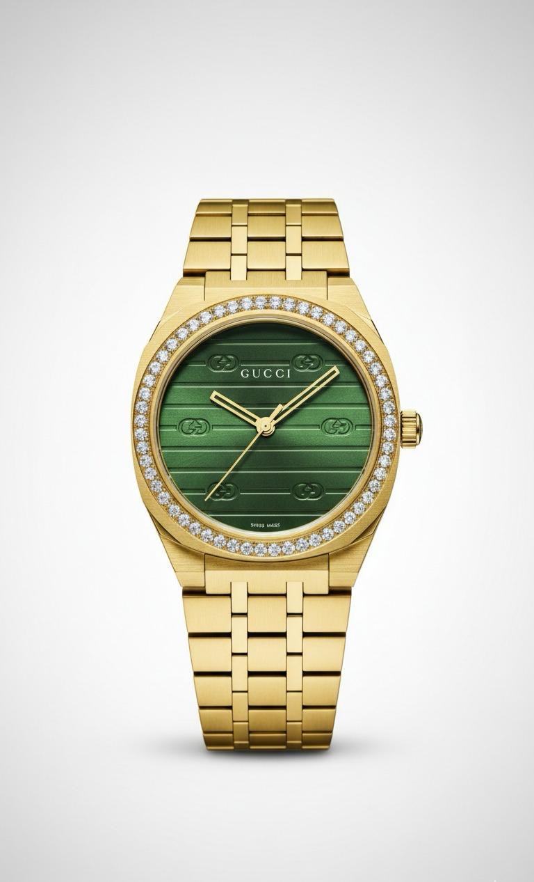 Gucci 25H - Ladies Gold Plated Ultra Slim Luxury Watch